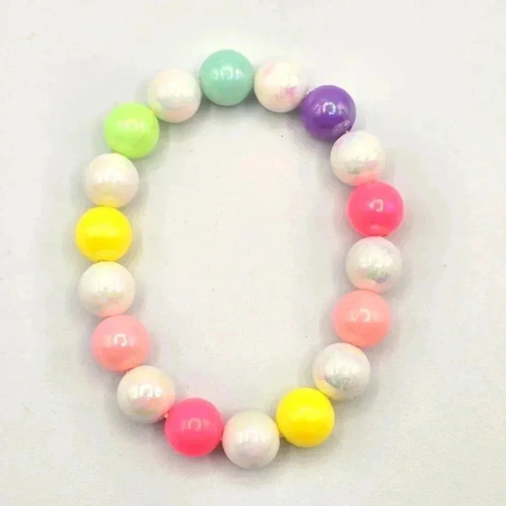 Pinkโ Yellow Bead Stretch Elastic Fashion Boho Retro Indie Jewelry Bracelet B20